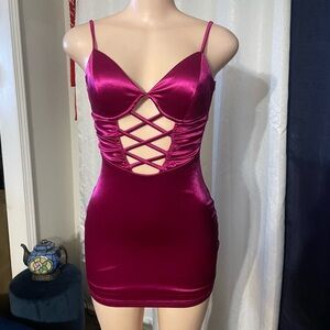 Windsor Sleek Magenta Strappy Dress Bodycon Cupped detailed top Small Barbie